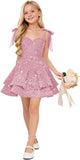 Sparkly Sequin Flower Girl Dress Tiered Cute Bow Spaghetti Straps Sweetheart Toddler Formal Dresses 2026