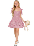 Sparkly Sequin Flower Girl Dress Tiered Cute Bow Spaghetti Straps Sweetheart Toddler Formal Dresses 2026