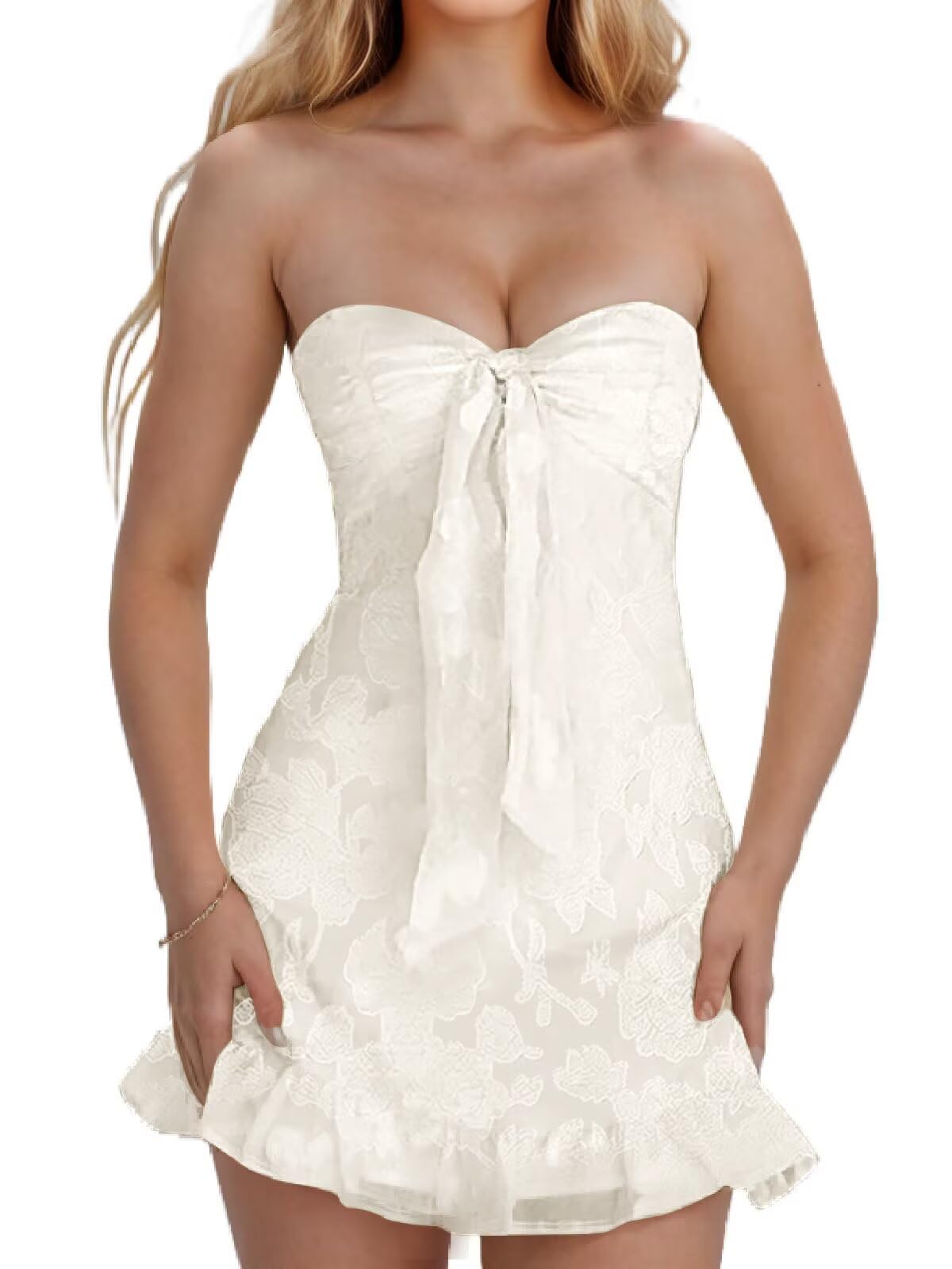 Jacquard Chiffon Homecoming Dress Short for Teens 2027 Strapless Mini Prom Gown Ruffle Cocktail Party Dress