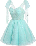 Sparkly Strarry Tulle Homecoming Dresses for Teens 2027 A Line Short Cocktail Party Gowns