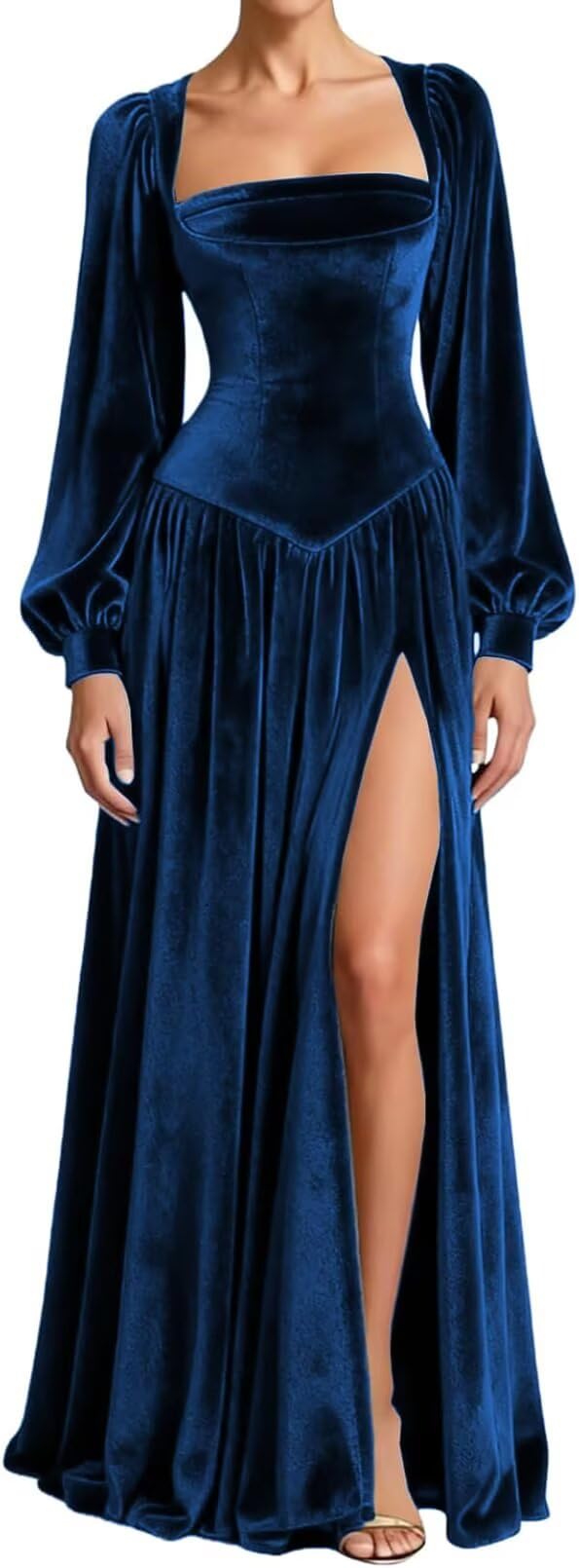 Kingbridal Gowns Long Sleeve Prom Dresses for Women 2027 Velvet Formal Dress with Slit Long A-line Evening Party Gowns
