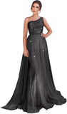 One-Shoulder-Ballkleid mit Pailletten, formelle Kleider für Damen, funkelnde Abendkleider, Tüll-Ballkleid 