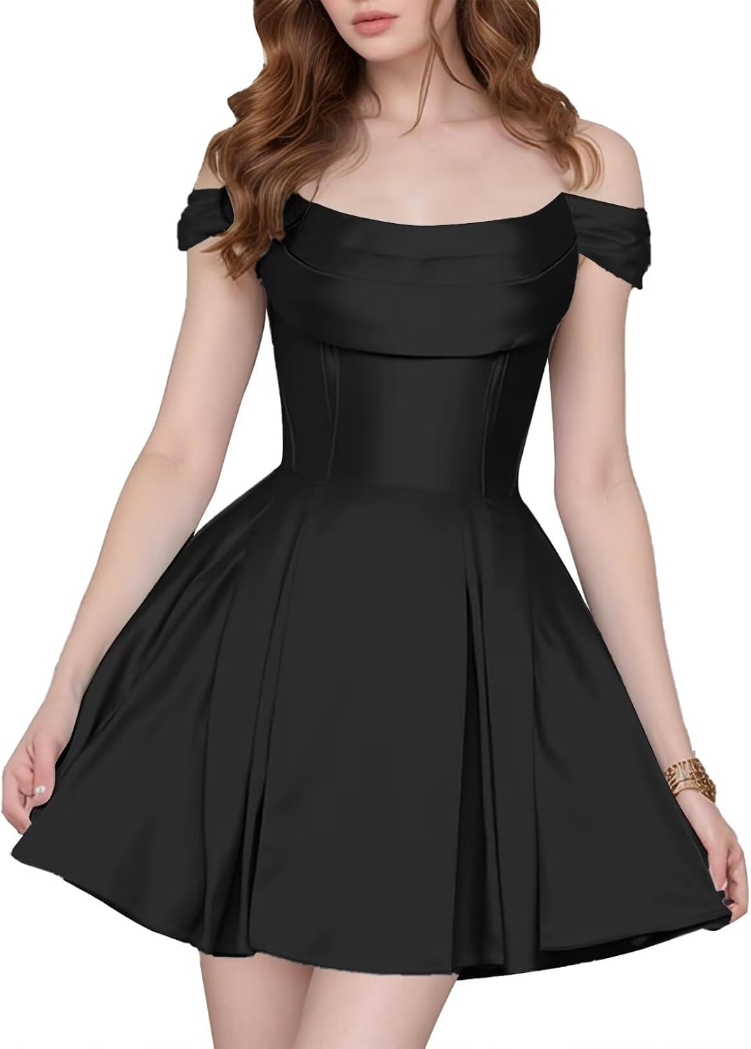 Satin Homecoming Dresses Short Wedding Dresses 2026 Off Shoulder Prom Dress with Pockets A Line Formal Party Gown