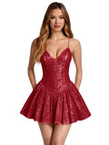 Kingbridal Spaghetti Straps Sequin Homecoming Dresses for Teens 2026 Short Prom Cocktail Dress