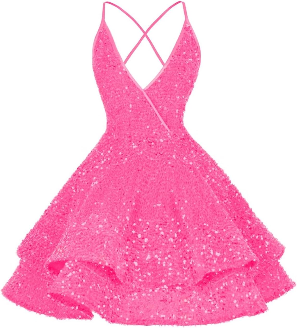 Vestidos de fiesta cortos con lentejuelas brillantes para adolescentes, sexy, con tirantes finos, vestido de fiesta, vestido de cóctel con cuello halter 
