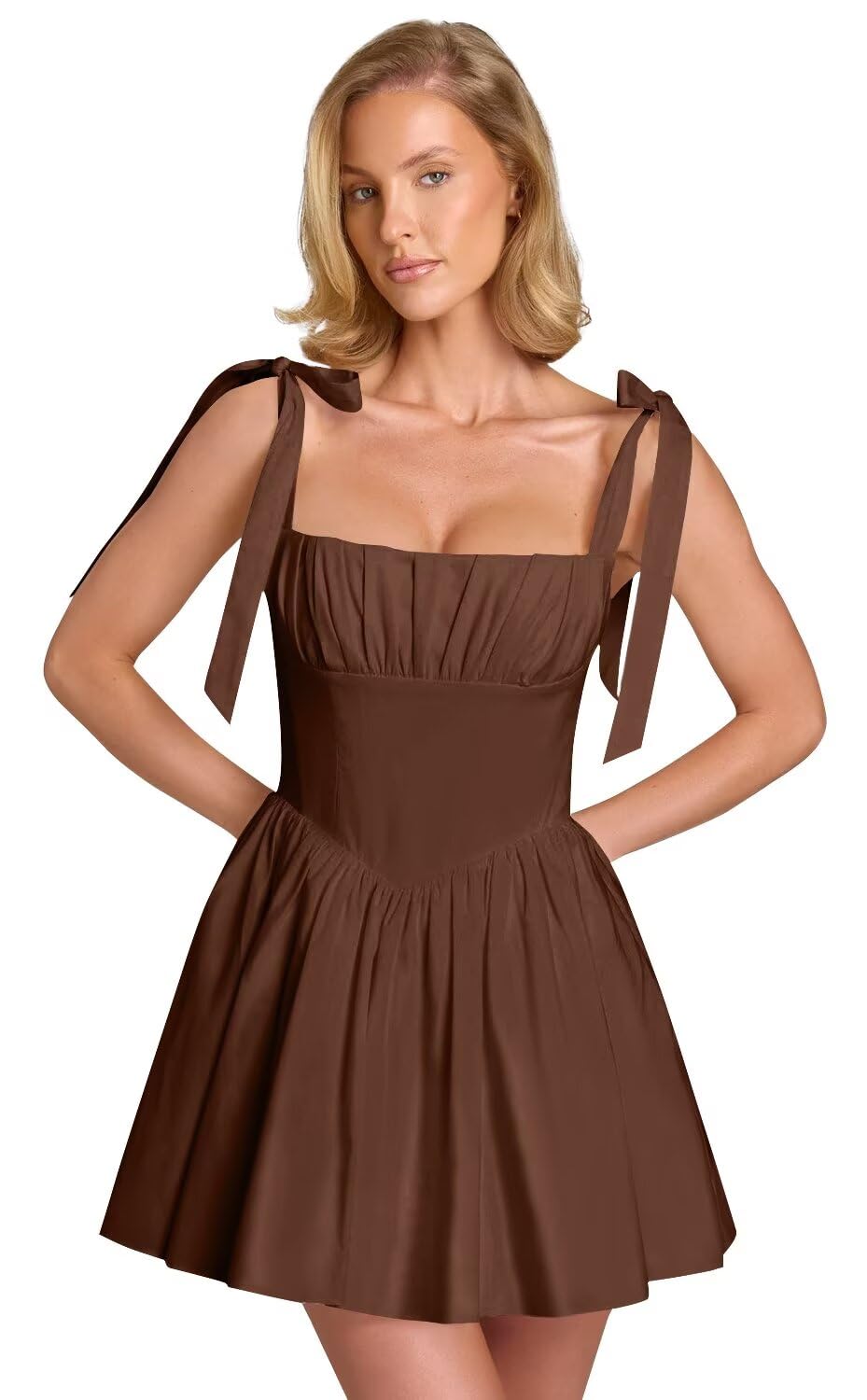 Spaghetti Straps Homecoming Dresses for Teens Satin A-line Short Prom Dress Pleated Cocktail Gowns with Pockets