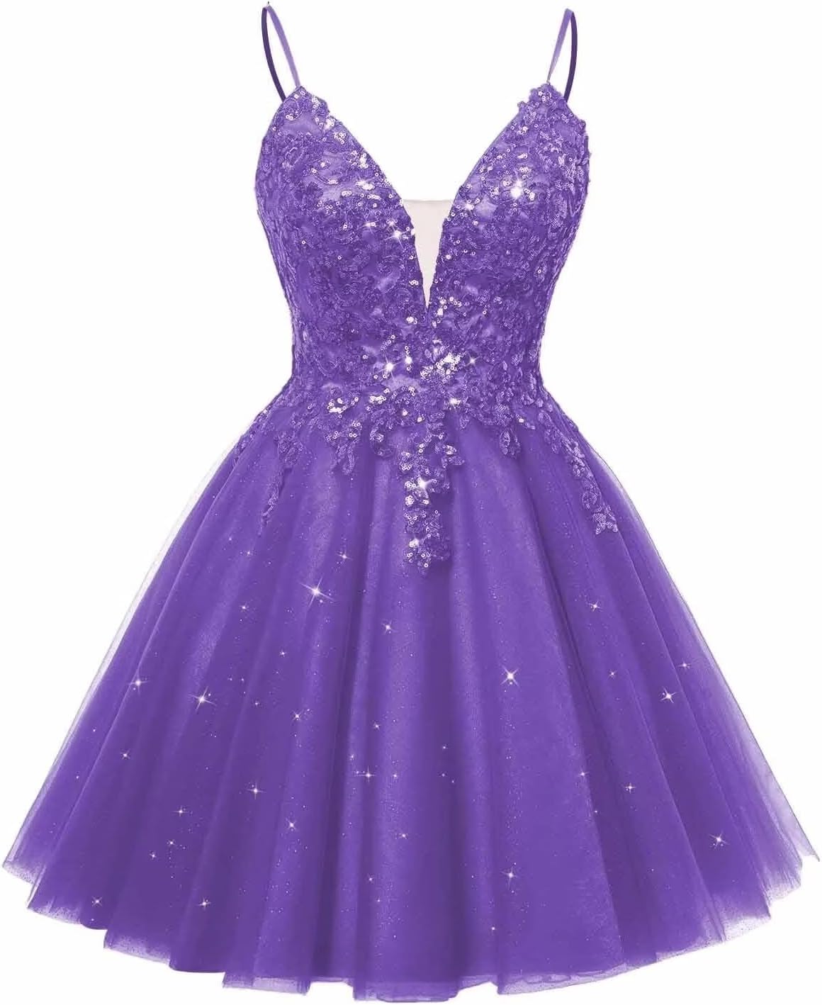 Spaghetti Straps Sequin Lace Appliques Short Homecoming Dresses for Teens Glitter Tulle Prom Party Dresses