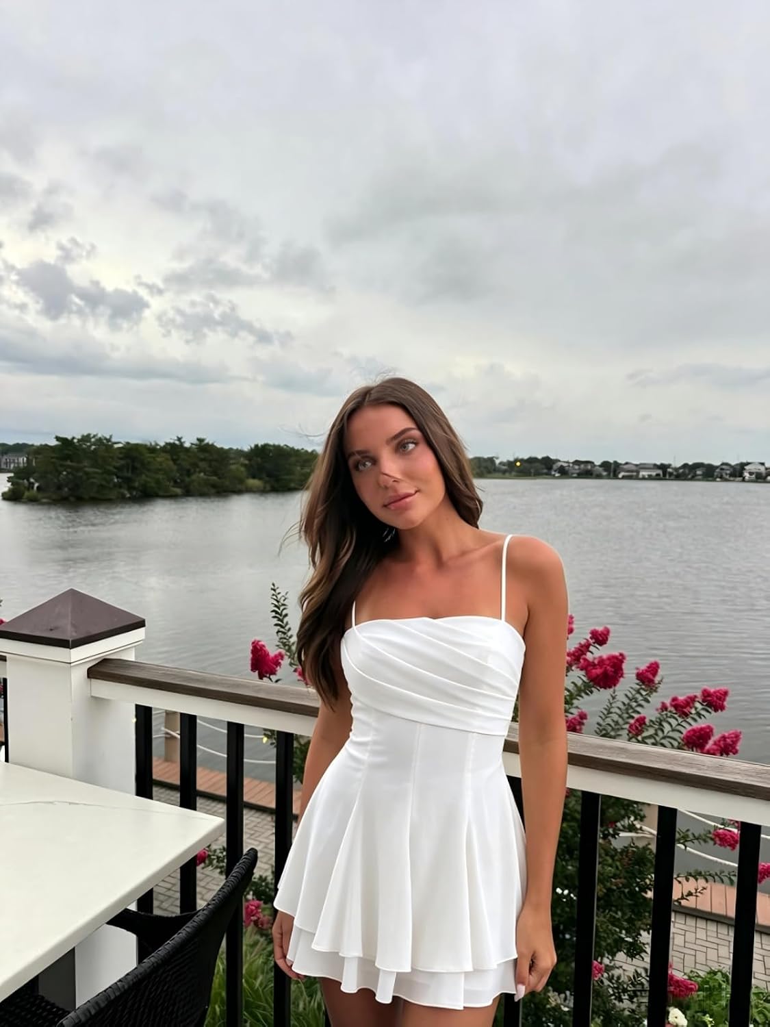 Spaghetti Straps Chiffon Homecoming Dresses for Teens Short 2026 Tiered Ruffle Square Neck Mini Cocktail Gowns
