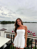 Spaghetti Straps Chiffon Homecoming Dresses for Teens Short 2026 Tiered Ruffle Square Neck Mini Cocktail Gowns