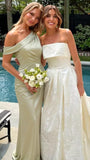 Kingbridal One Shoulder Bridesmaid Dresses for Women Mermaid Satin Formal Evening Maxi Dress
