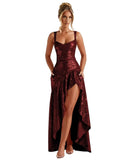 Sequin Prom Dresses with Slit 2026 Spaghetti Straps V Neck Corset A Line Formal Dress