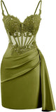 Lace Satin Homecoming Dresses for Teens 2027 Short Prom Dress Spaghetti Straps Corset Cocktail Formal Evening Gowns
