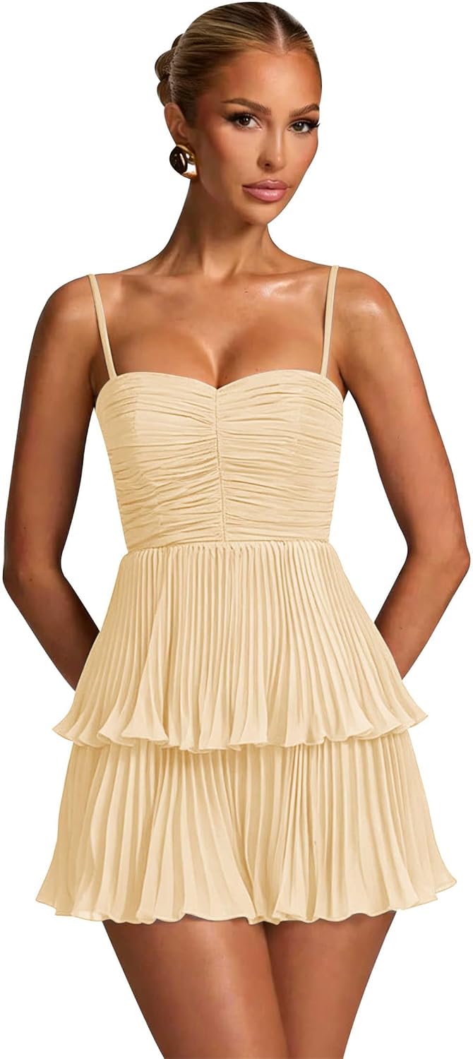 Chiffon Homecoming Dresses for Teens 2026 Spaghetti Straps Short Mini Dress A Line Formal Cocktail Party Prom Dress