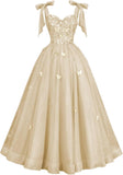 Glitter Tulle Prom Dress for Teens 3D Butterfly Long Ball Gowns Sequin Princess Quinceanera Dresses with Bow