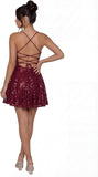 Sequin Prom Dresses 2026 for Teens Spaghetti Straps Cowl Neck Short Cocktail Party Dress