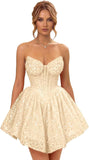 Strapless Sequin Homecoming Dresses for Teens 2026 Sparkly A-line Short Prom Dress Corset Cocktail Party Gowns