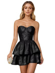 Jacquard Satin Homecoming Dresses 2026 Tiered Layed Aline Strapless Formal Cocktail Party Gown