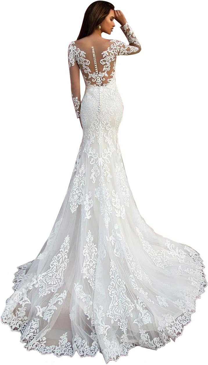 Vestidos de novia bohemios de encaje de manga larga para playa 2026 