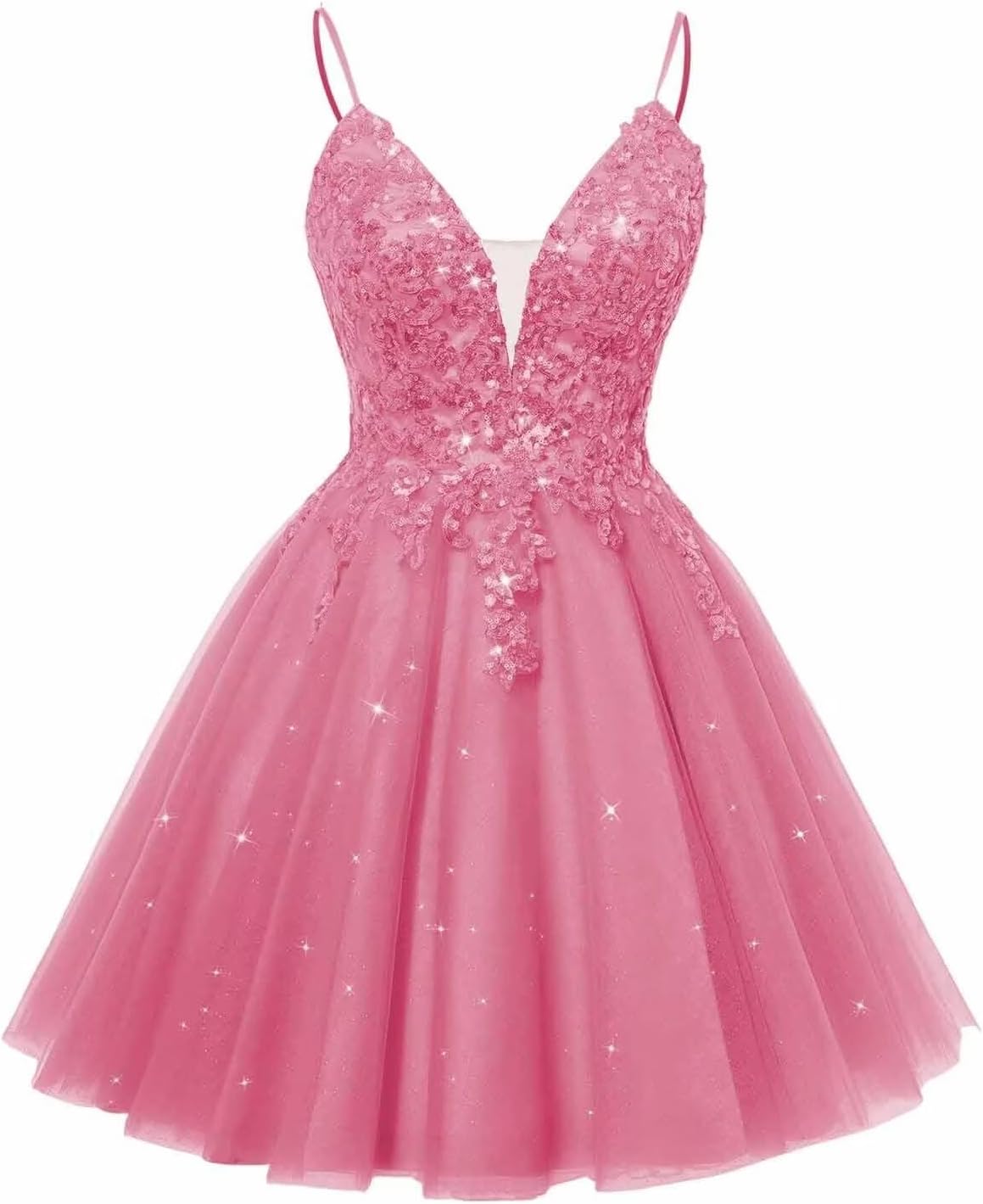 Spaghetti Straps Sequin Lace Appliques Short Homecoming Dresses for Teens Glitter Tulle Prom Party Dresses