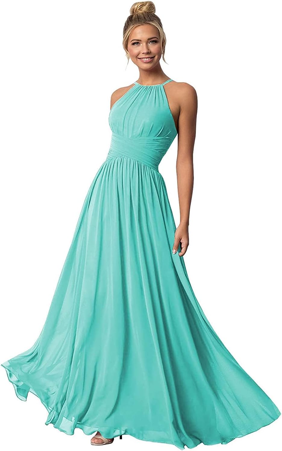Women's Halter Bridesmaid Dresses Long Chiffon Formal Dresses Evening Party Dress 2026