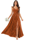 Chiffon Floral Bridesmaid Dresses with Slit Sleeveless Corset Ruffle A Line Long Formal Evening Gowns