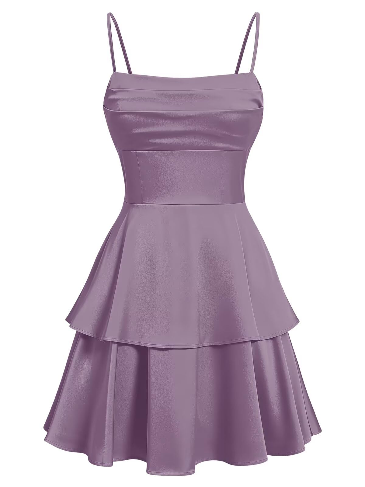 Tiered Satin Homecoming Dresses for Teens Short A Line Tight Spaghetti Strap Formal Cocktail Party Gown 2026
