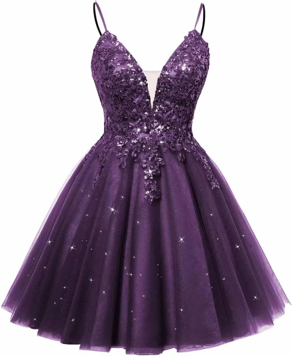 Spaghetti Straps Sequin Lace Appliques Short Homecoming Dresses for Teens Glitter Tulle Prom Party Dresses