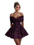 Sparkly Sequins Homecoming Dresses for Teens with Bow 2027 Strapless Short Prom Dress Cocktail Gown