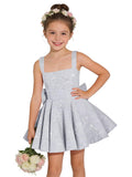 Sparkly Sequin Teen Flower Girl Dresses for Wedding Short Spaghetti Straps Cute Birthday Party Dress with Bow