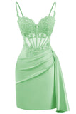 Lace Satin Homecoming Dresses for Teens 2027 Short Prom Dress Spaghetti Straps Corset Cocktail Formal Evening Gowns