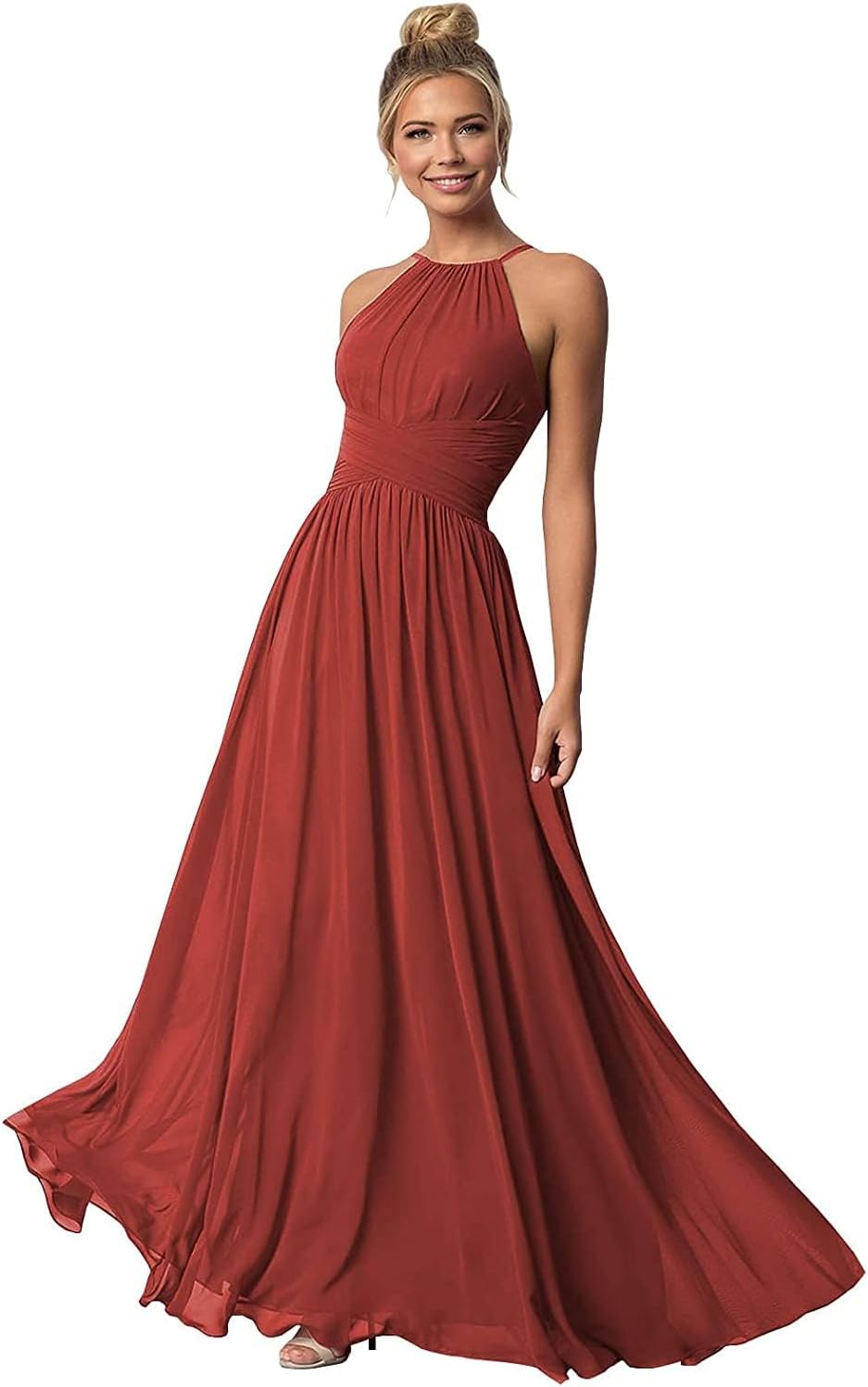 Women's Halter Bridesmaid Dresses Long Chiffon Formal Dresses Evening Party Dress 2026