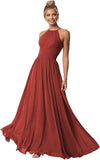 Women's Halter Bridesmaid Dresses Long Chiffon Formal Dresses Evening Party Dress 2026