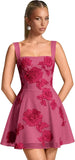 Floral Tulle Homecoming Dresses Short Embroidery Lace A-Line Mini Formal Graduation Cocktail Gown