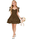 Sparkly Sequin Flower Girl Dress Tiered Cute Bow Spaghetti Straps Sweetheart Toddler Formal Dresses 2026