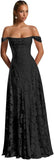 Off The Shoulder Floral Bridesmaid Dresses Long Lace Appliques Formal Gown A Line Wedding Guest Dress