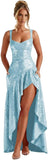 Sequin Prom Dresses with Slit 2026 Spaghetti Straps V Neck Corset A Line Formal Dress