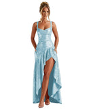 Sequin Prom Dresses with Slit 2026 Spaghetti Straps V Neck Corset A Line Formal Dress