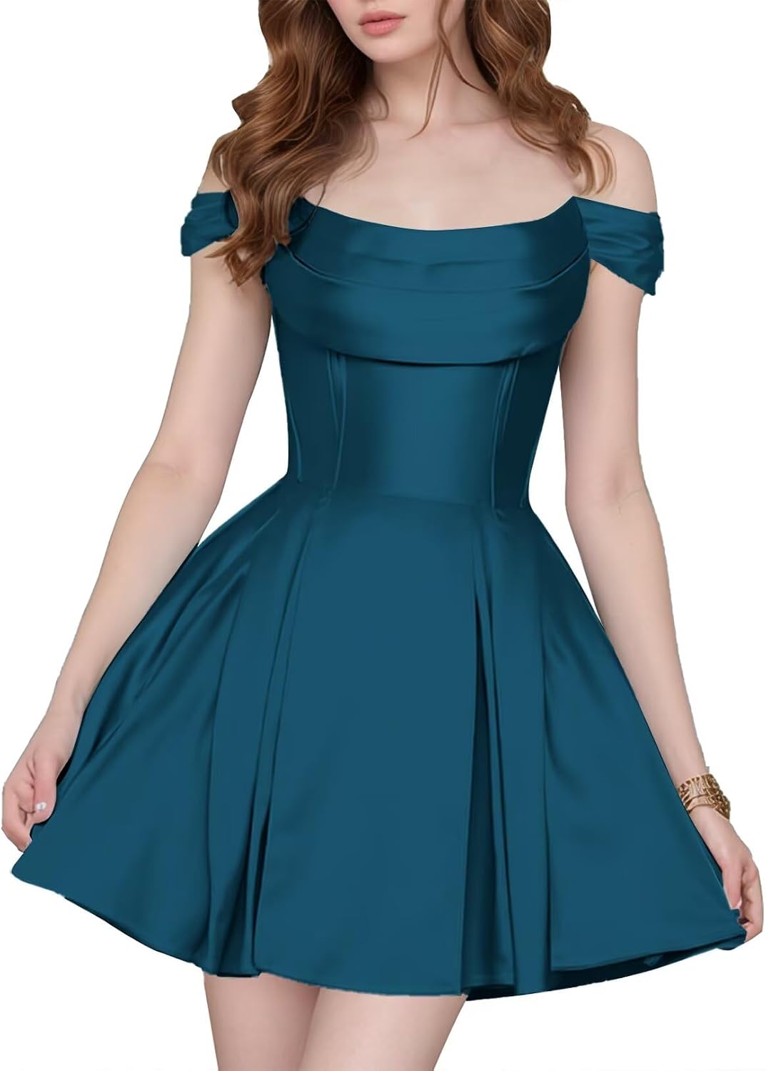Satin Homecoming Dresses Short Wedding Dresses 2026 Off Shoulder Prom Dress with Pockets A Line Formal Party Gown