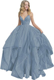 Women's Sparkly Tulle Prom Dress 2023 Long Ball Gown Spaghetti Straps Quinceanera Dress