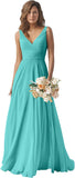 Chiffon Bridesmaid Dresses Long for Women A Line Ruched Formal Porm Evening Gowns