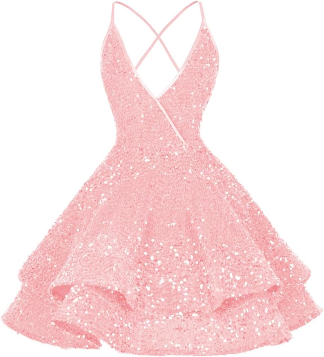 Vestidos de fiesta cortos con lentejuelas brillantes para adolescentes, sexy, con tirantes finos, vestido de fiesta, vestido de cóctel con cuello halter 