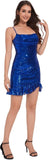 Glitzernde Homecoming-Kleider für Teenager, Wasserfallausschnitt, Spaghettiträger, kurzes Pailletten-Ballkleid 
