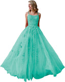 Ballkleider, langes Ballkleid für Damen, Spaghettiträger, Tüll, A-Linie, sexy, rückenfrei, formelle Partykleider mit Taschen 