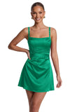 Satin Homecoming Dresses for Teens 2026 Spaghetti Straps Short Prom Dress A-line Pleated Cocktail Party Gowns