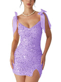Sequin Mini Homecoming Dresses for Teens 2027 Short Bodycon Cocktail Dress Party Gowns with Bow Straps