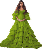 Puffy Tulle Robe Maternity Dress for Photoshoot Off Shoulder Bridal Lingerie Maternity Gowns for BabyShower