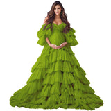 Puffy Tulle Robe Maternity Dress for Photoshoot Off Shoulder Bridal Lingerie Maternity Gowns for BabyShower
