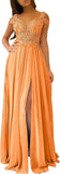Women's Lace Appliques Prom Dresses Long with Slit Cold Shoulder Formal Party Gown