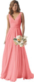 Chiffon Bridesmaid Dresses Long for Women A Line Ruched Formal Porm Evening Gowns