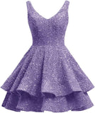 Short 2026 Sparkly Sequin Homecoming Dress for Teen Tiered Corset Ball Prom Cocktail Party Gown for Women